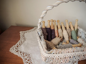 Ribbon and lace on dolly pegs