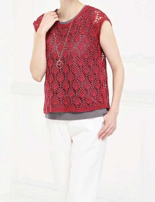 Crochet Top Lace Red