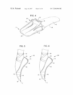 A diagram of the improved toe shoe from US patent no. 7,254,904