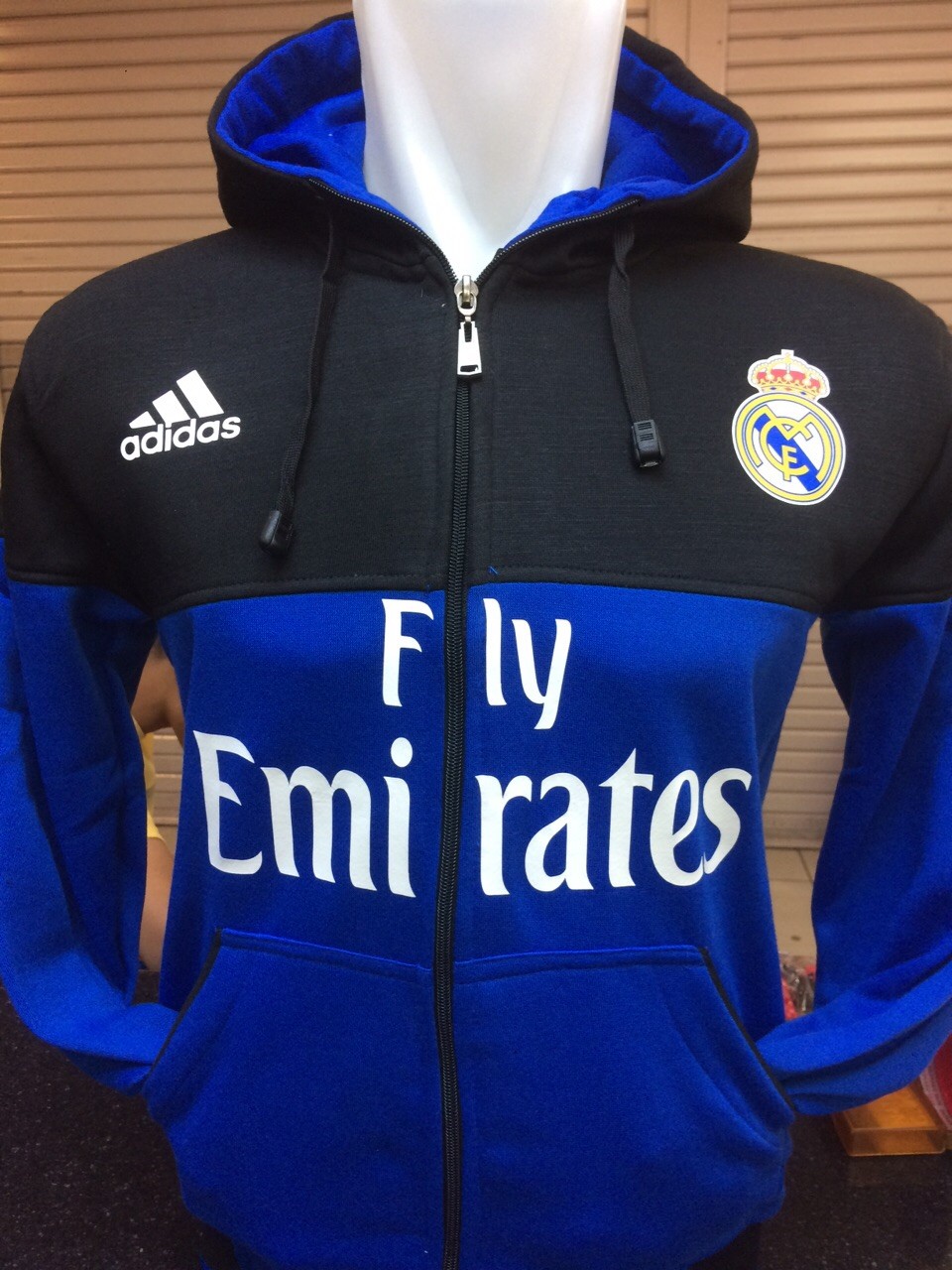 Jual Jaket Hoodie Real Madrid Warna Biru Hitam Terbaru Musim 2015