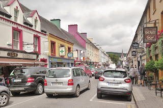 Busy shopping street of Kenmare, Ring of Kerry, County Kerry, Ireland 