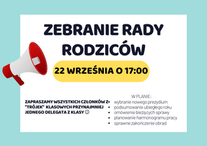 ogłoszenie o zebraniu Rady Rodziców 22 września