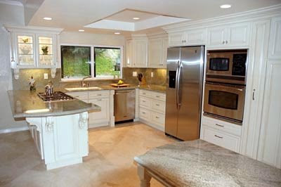 Cabinets  Countertops on White Cabinets  White Walls  Light Gray Granite Countertops And