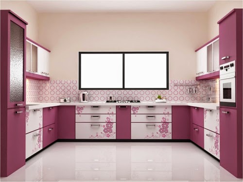 Desain Dapur  Cantik Dengan Motif  Bunga  Warna Ungu Desain 