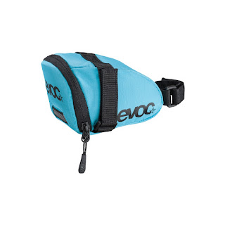 blue EVOC bike saddle bag