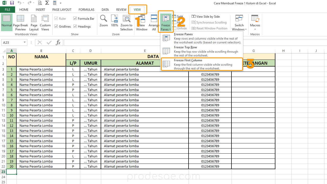 Cara Membekukan Baris, Kolom, Baris dan Kolom Sekaligus di Excel