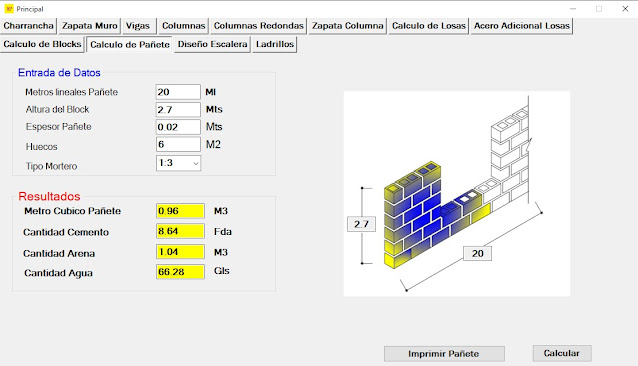 Calculo Pañete de Muro o Una Area Especifica