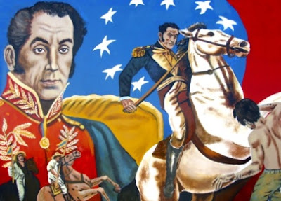 Mural de Simón Bolivar a caballo para niños