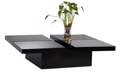 Techno Hi-Gloss Brown and Walnut Coffee Table in Crisscross Formation