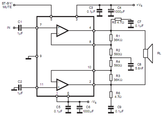  skema  power  amplifier BTL  Power  Amplifier Menggunakan IC 