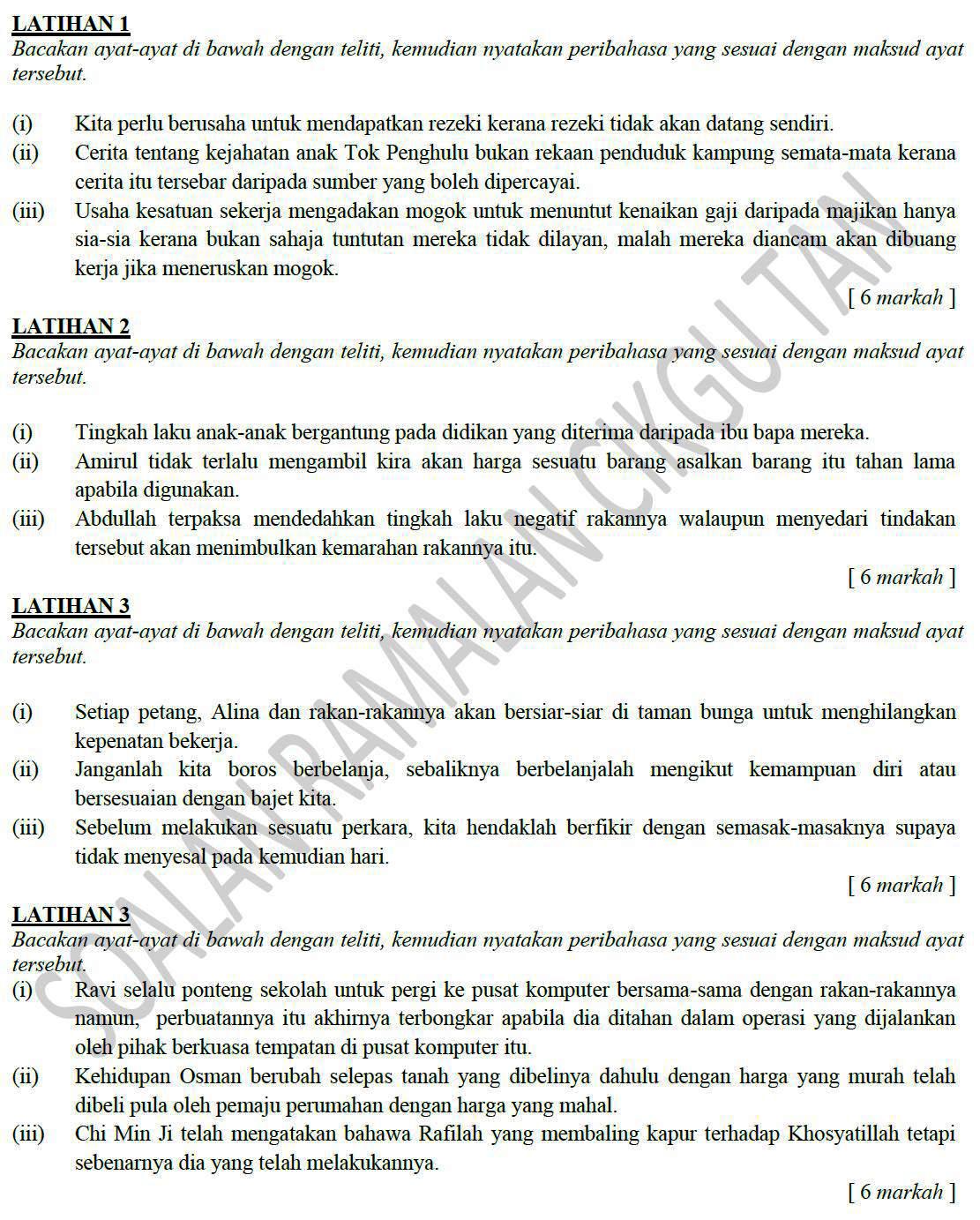 LAMAN BLOG CIKGU TAN CL: SOALAN RAMALAN - PERIBAHASA SPM 2012