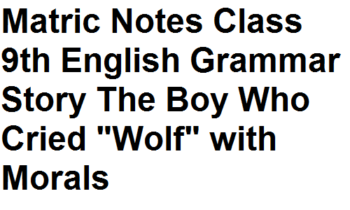 Matric Notes Class 9th English Grammar Story The Boy Who Cried "Wolf" with Morals