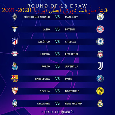 قرعة مباريات دوري أبطال أوروبا 2020-2021 The draw for the Champions League matches