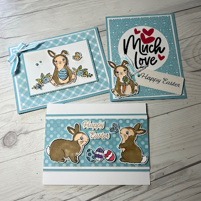 Three Easter cards created using the Stampin' Up! Easter Bunning Bundle