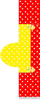 Red, Yellow and Withe Polka Dots Free Printable  Labels.