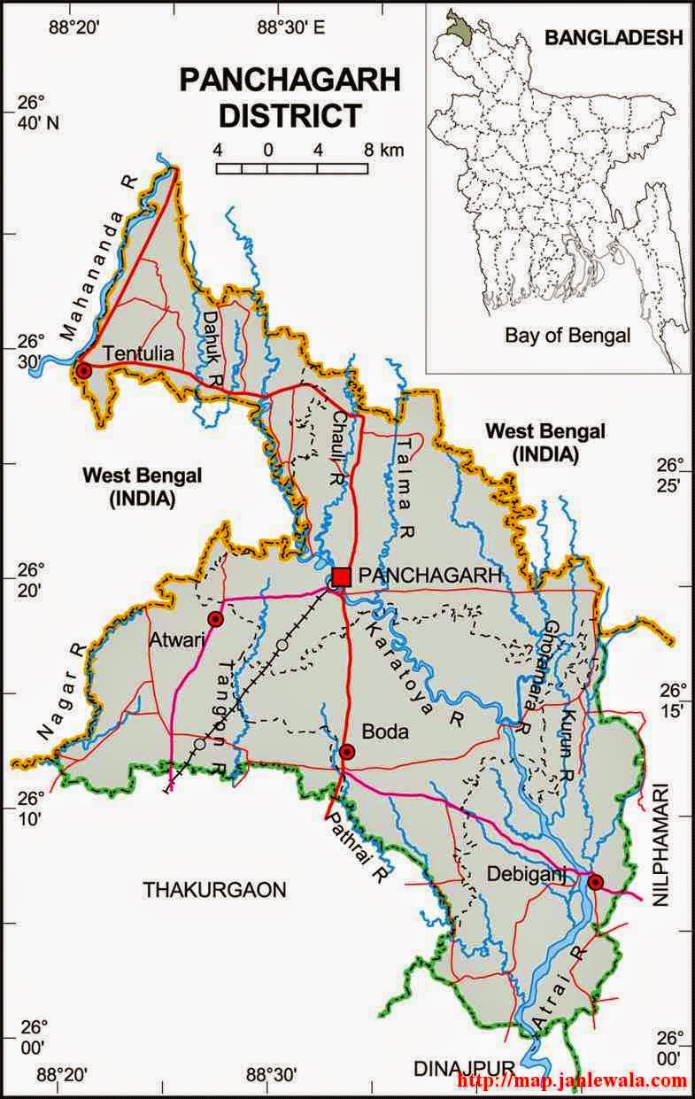 panchagarh zila map of bangladesh