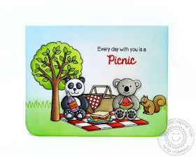 Sunny Studio: Every day with you is a Picnic card by Mendi Yoshikawa (using Summer Picnic & Sunny Sentiments stamps)