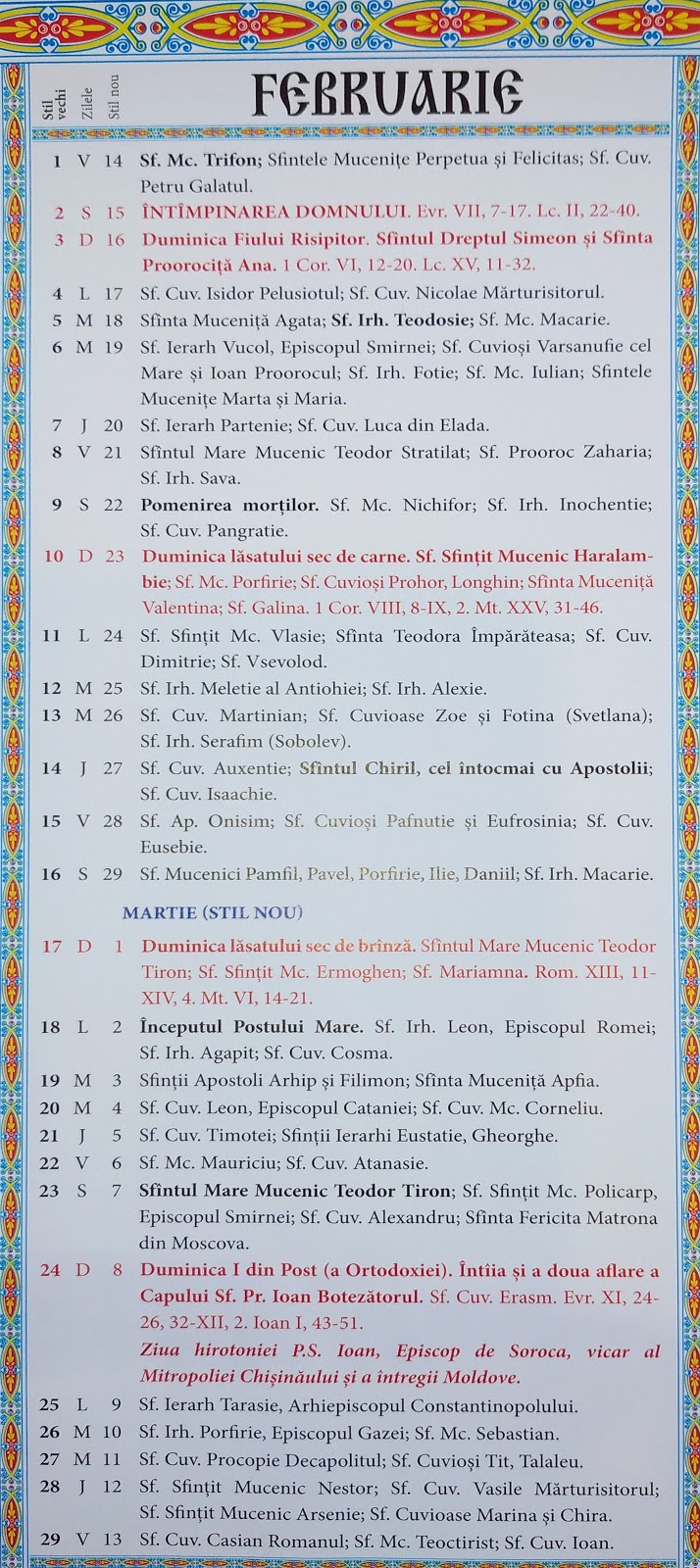 Calendar Ortodox 2021-2022 Moldova : Calendar Crestin ...
