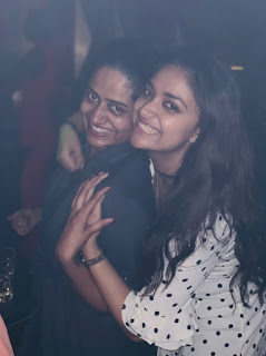 Keerthy Suresh in White Dress with Cute and Lovely Smile with her Friend