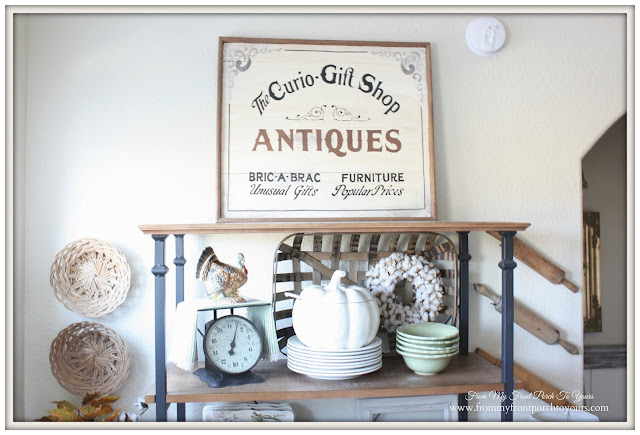 Vintage Inspires Antique Sign-Farmhouse Style- Fall Kitchen-From My Front Porch To Yours