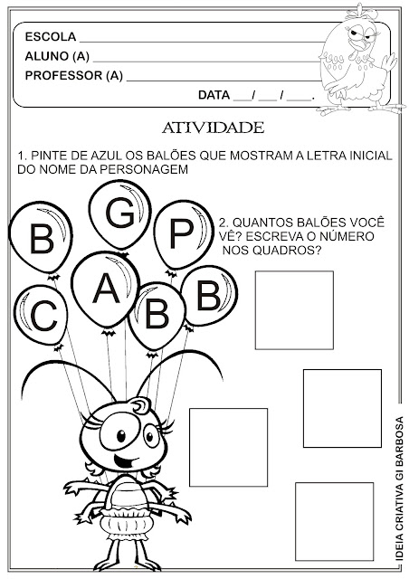 Atividade Galinha Pintadinha Letra Inicial