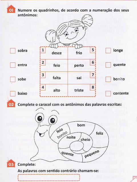 Atividades de sinônimo e antônimo para imprimir