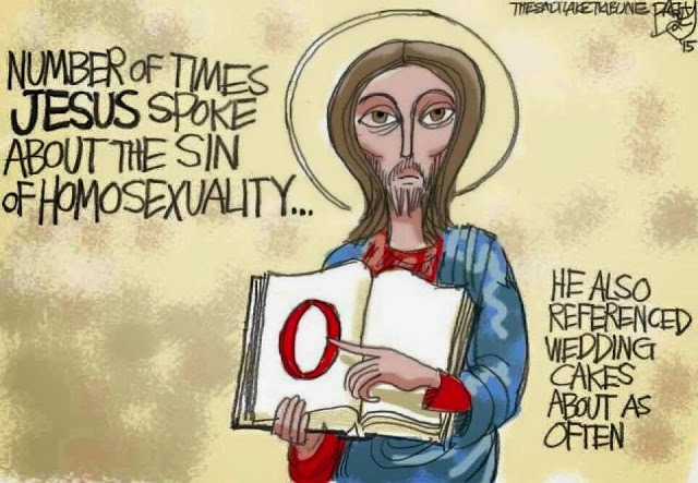 Number of times Jesus spoke about the sin of homosexuality 0 cartoon picture