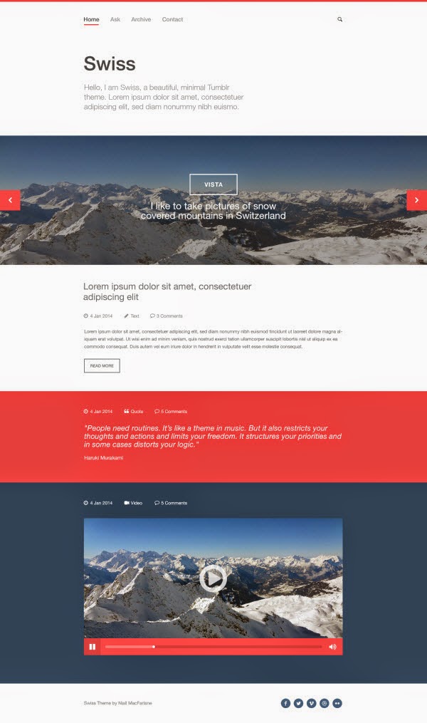 Swiss – Free PSD Tumblr template