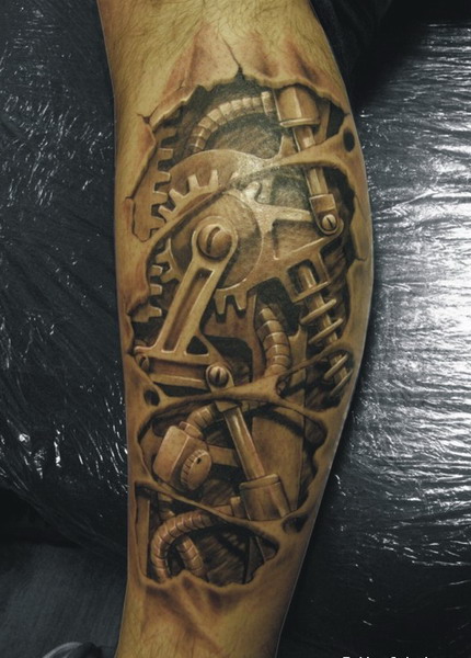 3d tattoo terminator Torn skin impression the impression the engine out