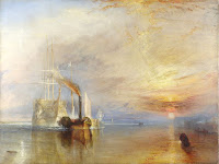 English romantic artist J. M. W. Turner's oil painting, The Fighting Temeraire, tugged to her last berth to be broken up 1838