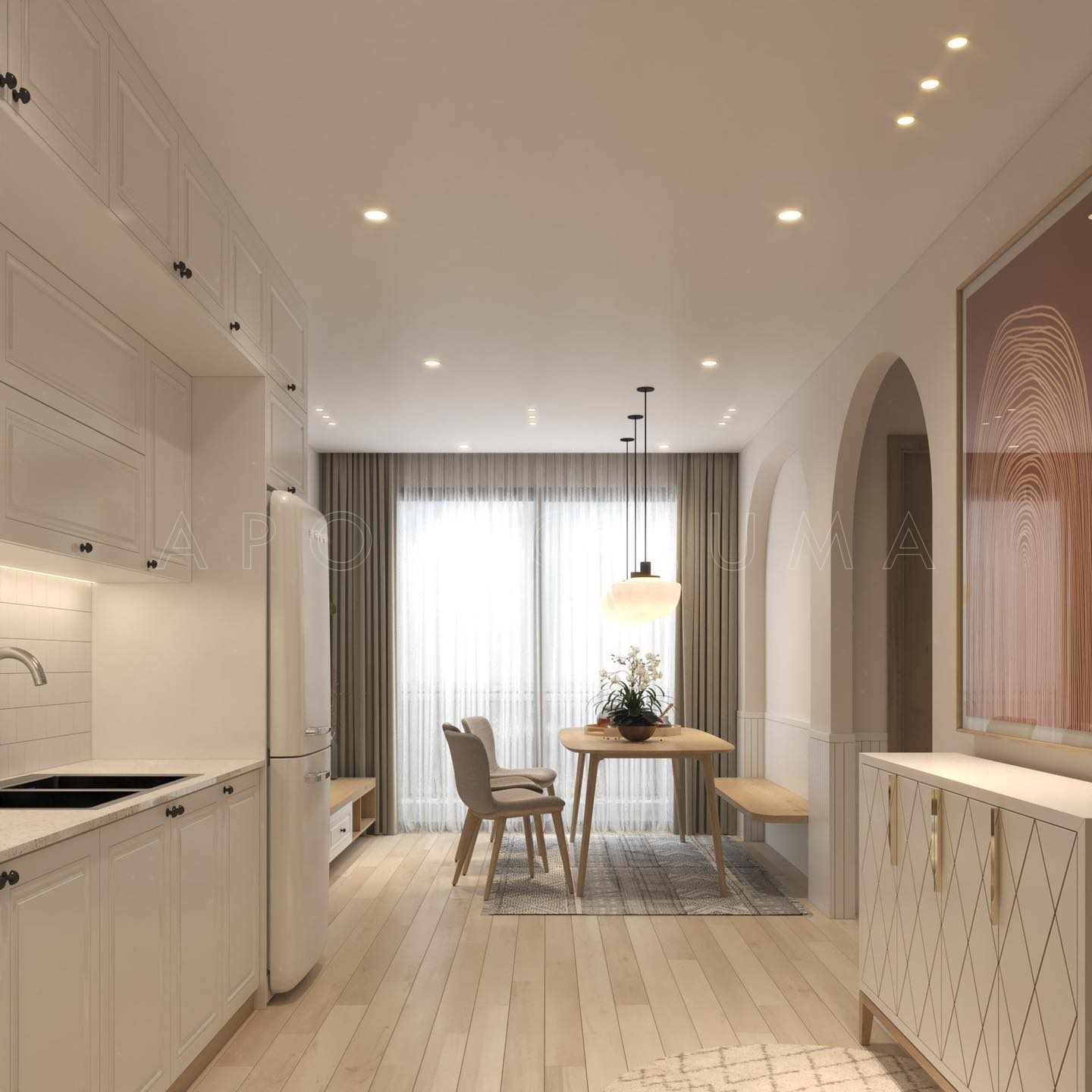 Thiết kế nội thất căn hộ 2 phòng ngủ Vinhomes Ocean Park