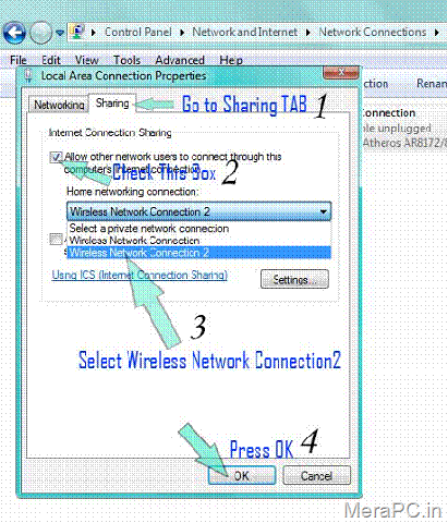 How to share internet connection