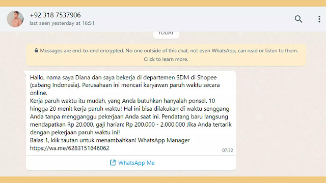 Jawaban Shopee Terkait Pesan Whatsapp Lowongan Kerja