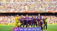 F. C. BARCELONA - Temporada 2018-19 - Ter Stegen, Sergi Roberto, Lenglet, Semedo y Piqué; Rakitic, Ousmane Dembélé, Coutinho, Luis Suárez, Jordi Alba y Arturo Vidal. F. C. BARCELONA 1 (Munir) ATHLETIC CLUB DE BILBAO 1 (De Marcos). 29/09/2018. Campeonato de Liga de 1ª División, jornada 7. Barcelona, Nou Camp.