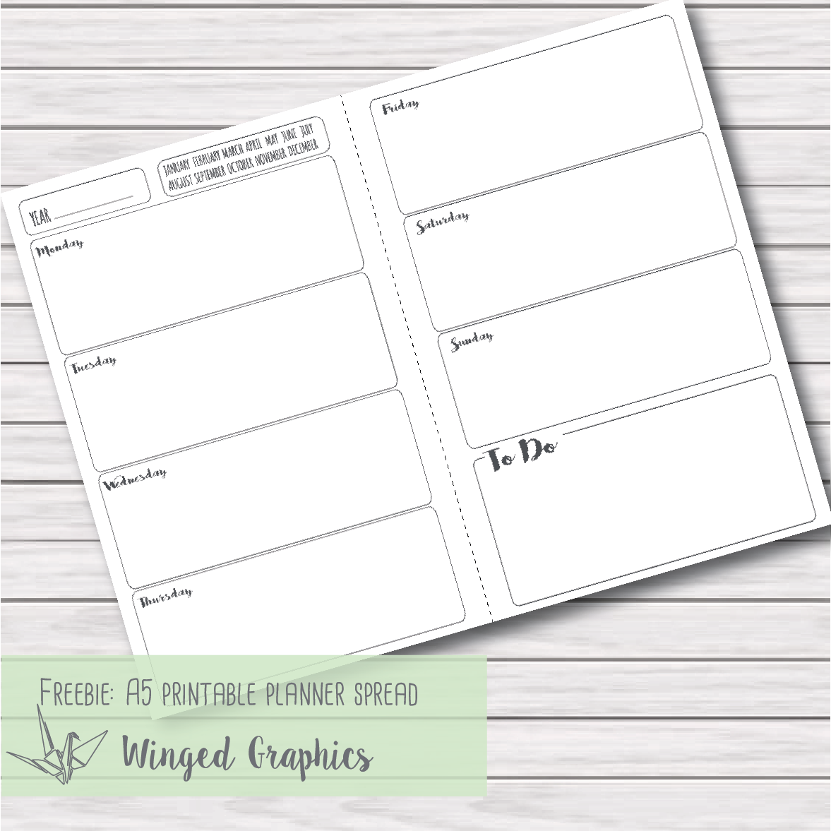 Winged Graphics FREEBIE FRIDAY 3 PRINTABLE A5 PLANNER INSERTS