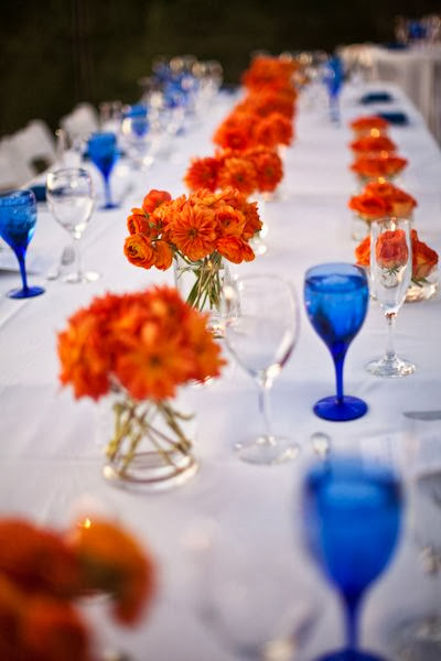 decoracao Casamento Azul e Laranja