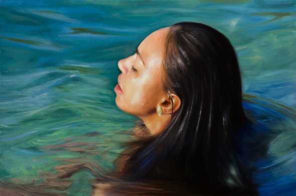 Reisha Perlmutter pinturas mulheres subaquáticas água realista