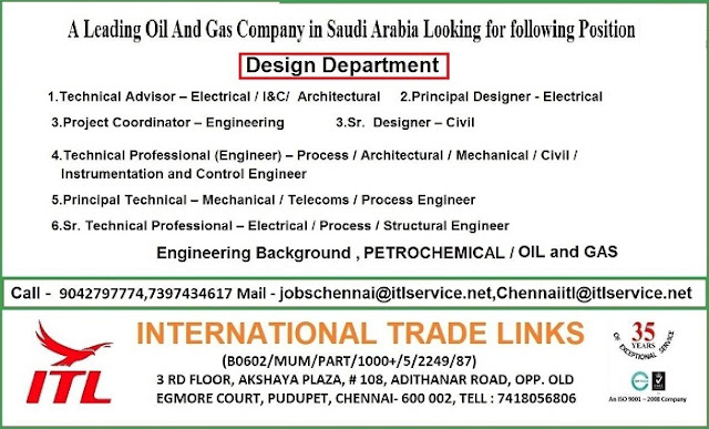 Technical Adviser, Saudi Arabia Jobs, Design Engineer, Project Coordinator, Process Engineer, Telecommunication Engineer, Structural Engineer, Instrumentation Engineer, Mechanical Engineer, Civil Engineer, 