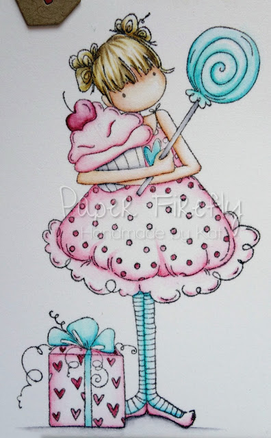 Girly birthday card using Tiny Townie Sammy is Sweet by Stamping Bella