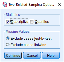 Kotak dialog Two Related Samples: Options