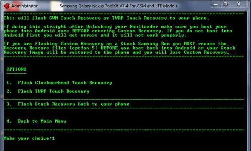 custom recovery on galaxy nexus