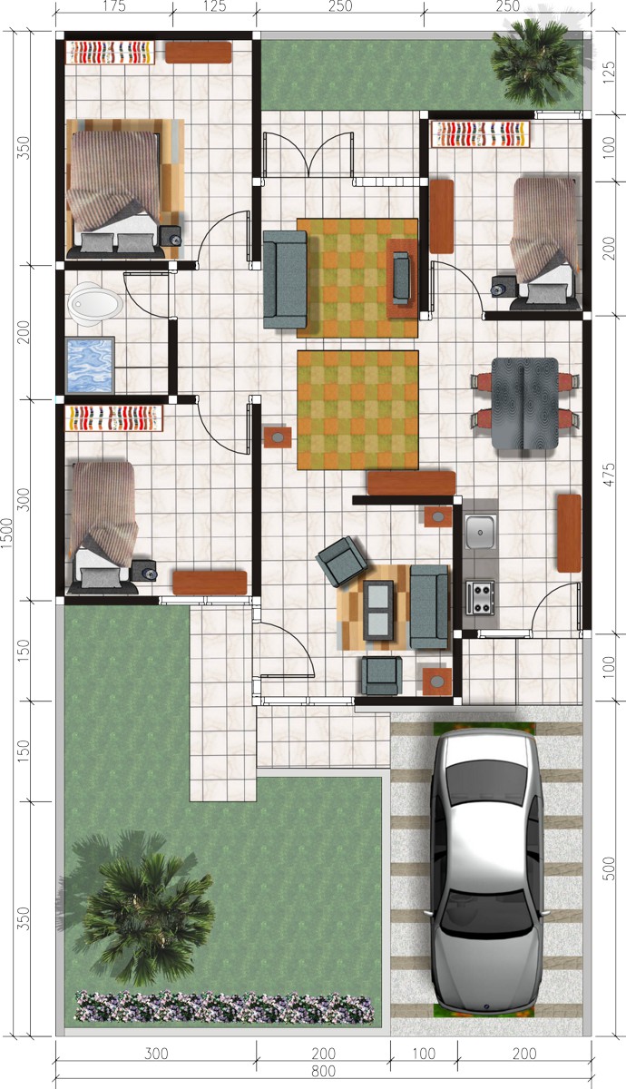 5 Inspirasi Desain Denah Rumah Type 70 Pilihan 2020 Arsimedia