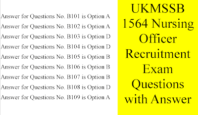 UKMSSB 1564 Nursing Officer Recruitment Exam Questions