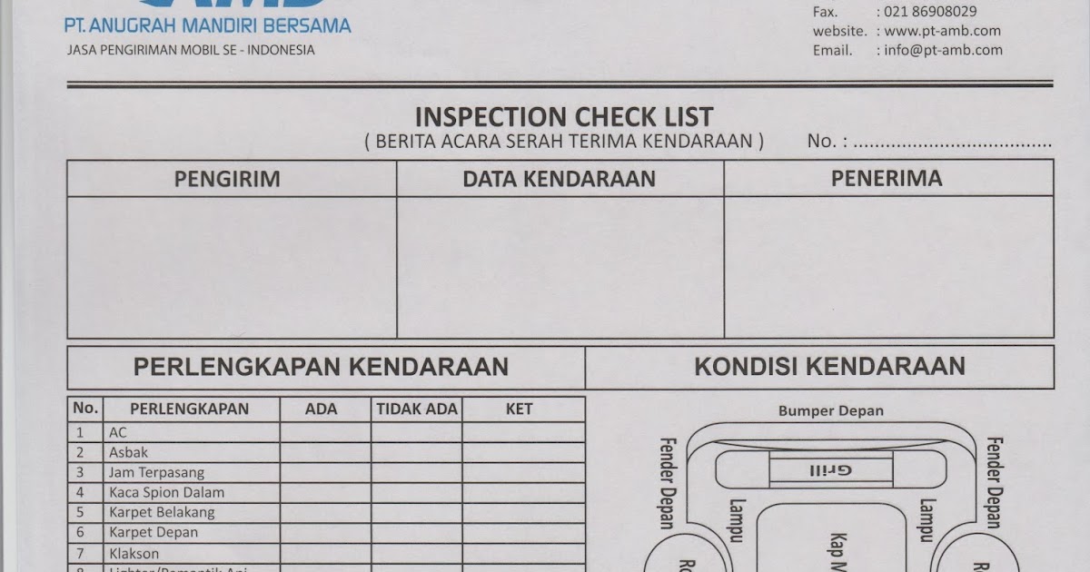 Kirim Mobil Test: CONTOH DOKUMEN PADA SAAT SERAH TERIMA 