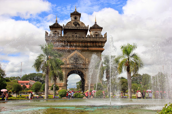 Gardens near the monument Patuxai Vientiane (Laos)