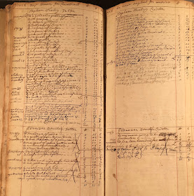 Two-pae spread of Wheelock's account book