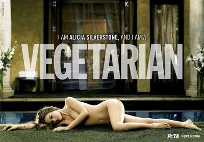 banned peta commercials featuring alicia silverstone as a vegetarian