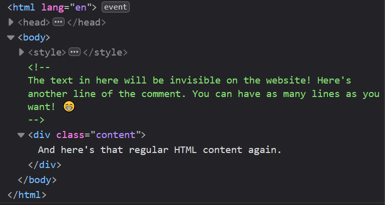 HTML Comment Syntax