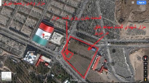Aerial photo shows that the graves of martyrs have been vandalized and purred concrete over