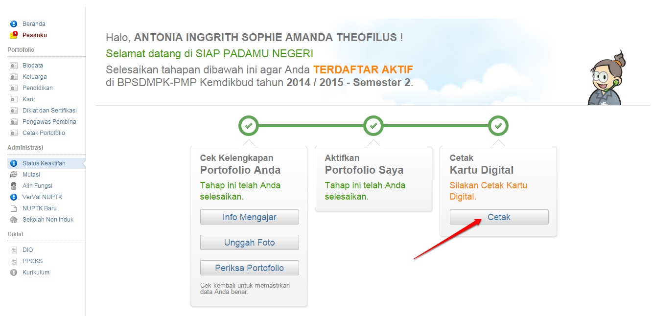 Cara Cetak Kartu Keaktifan NUPTK Semester 2